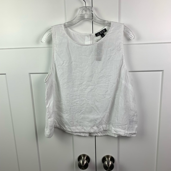 NWT J. Crew Maxine Button-Back Top 100% Linen White LARGE Minimalist Classic - Picture 3 of 7